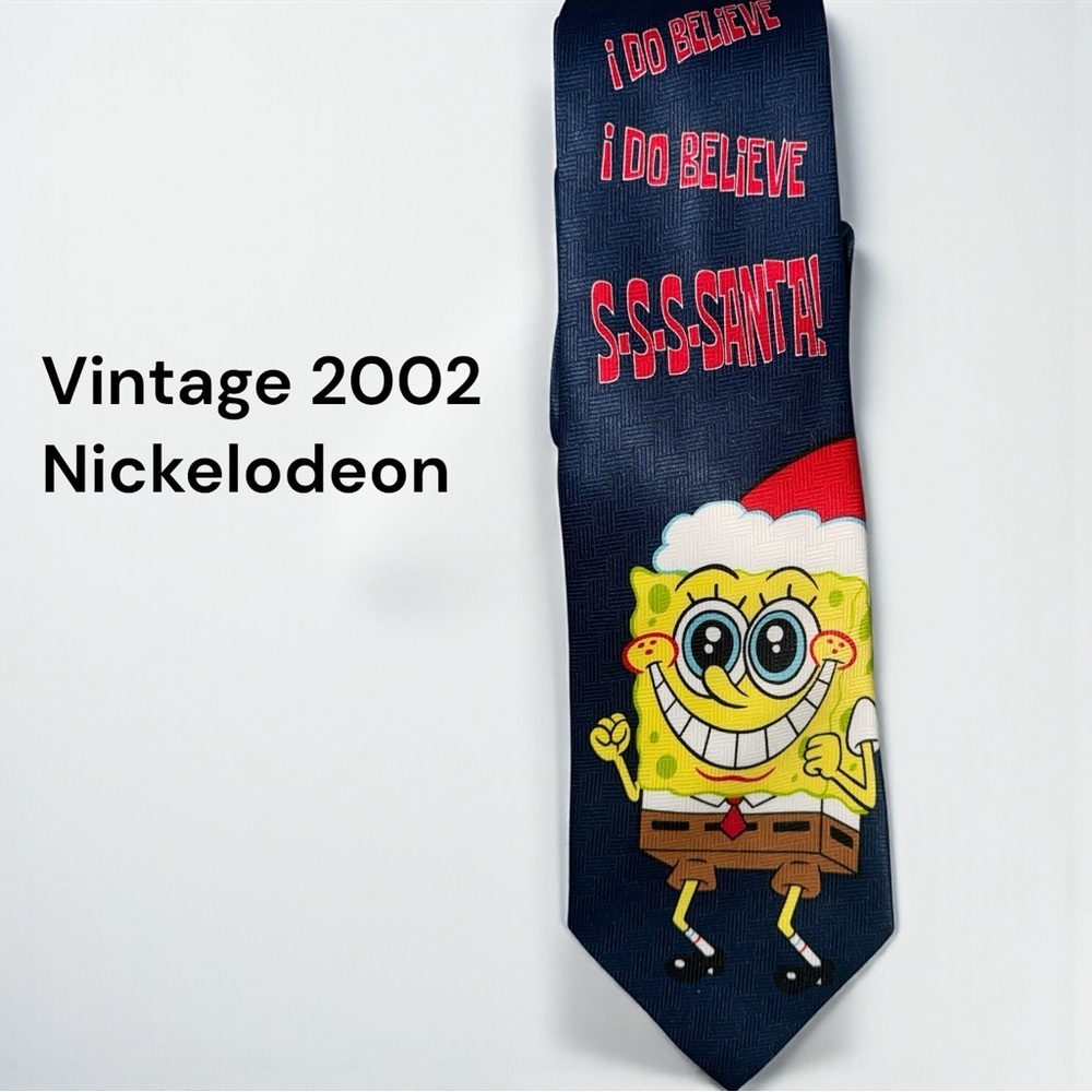 Vintage 2002 Nickelodeon SpongeBob SquarePants Christmas Tie I Do Believe Santa